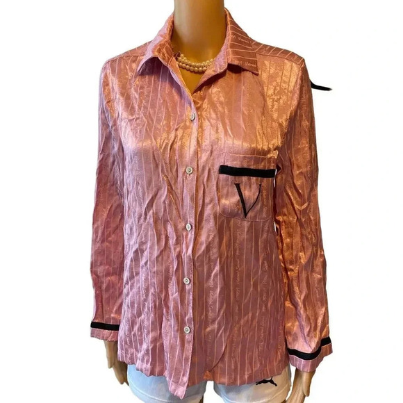 Victoria's Secret Tops - Victoria’s Secret Logo Button Up Blouse Size S